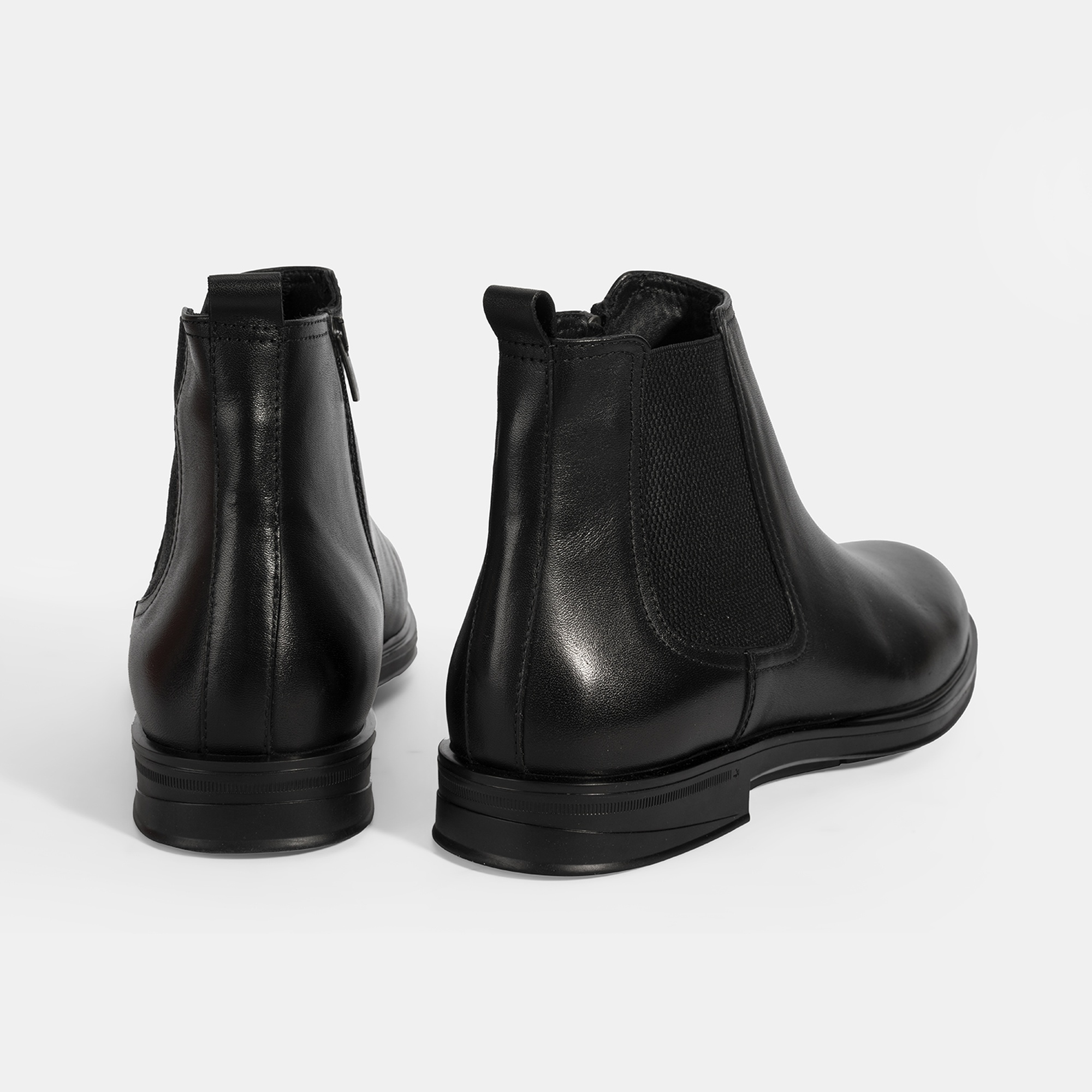 Erkek Siyah DesaComfort Lastikli Deri Bot