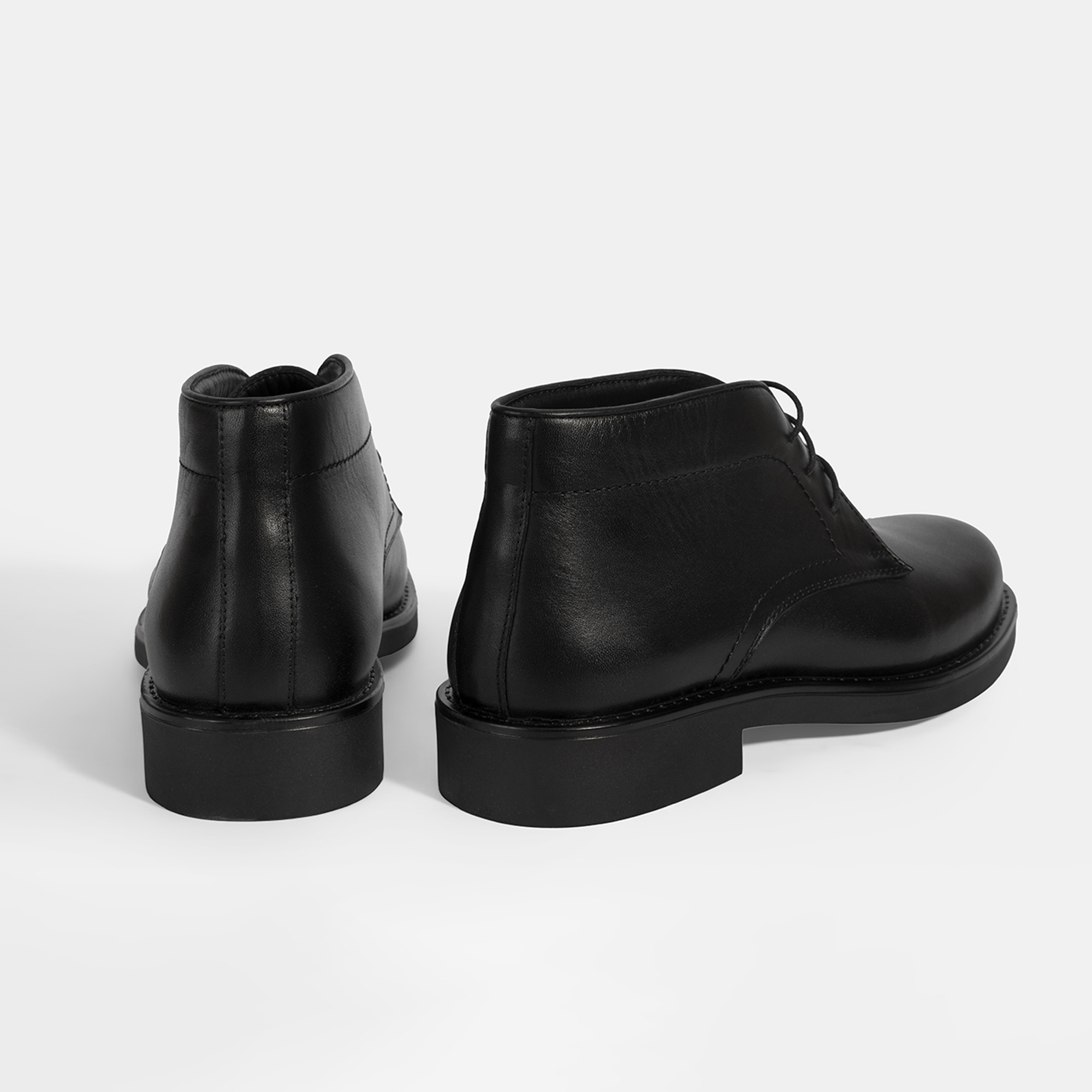 Erkek Siyah DesaComfort Bağcıklı Deri Bot