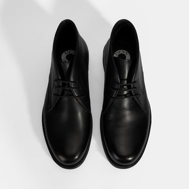  Erkek Siyah DesaComfort Bağcıklı Deri Bot