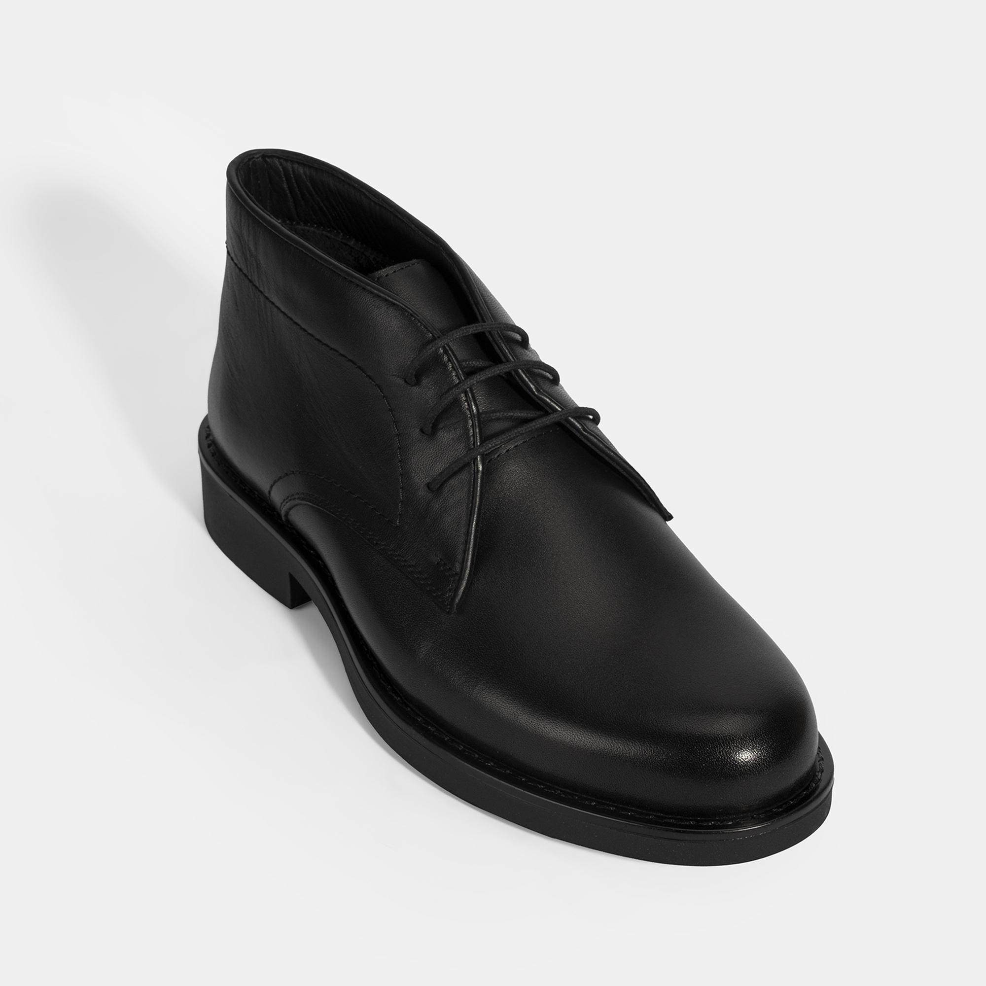 Erkek Siyah DesaComfort Bağcıklı Deri Bot