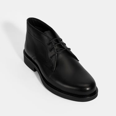  Erkek Siyah DesaComfort Bağcıklı Deri Bot