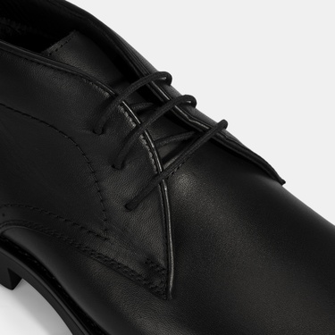  Erkek Siyah DesaComfort Bağcıklı Deri Bot