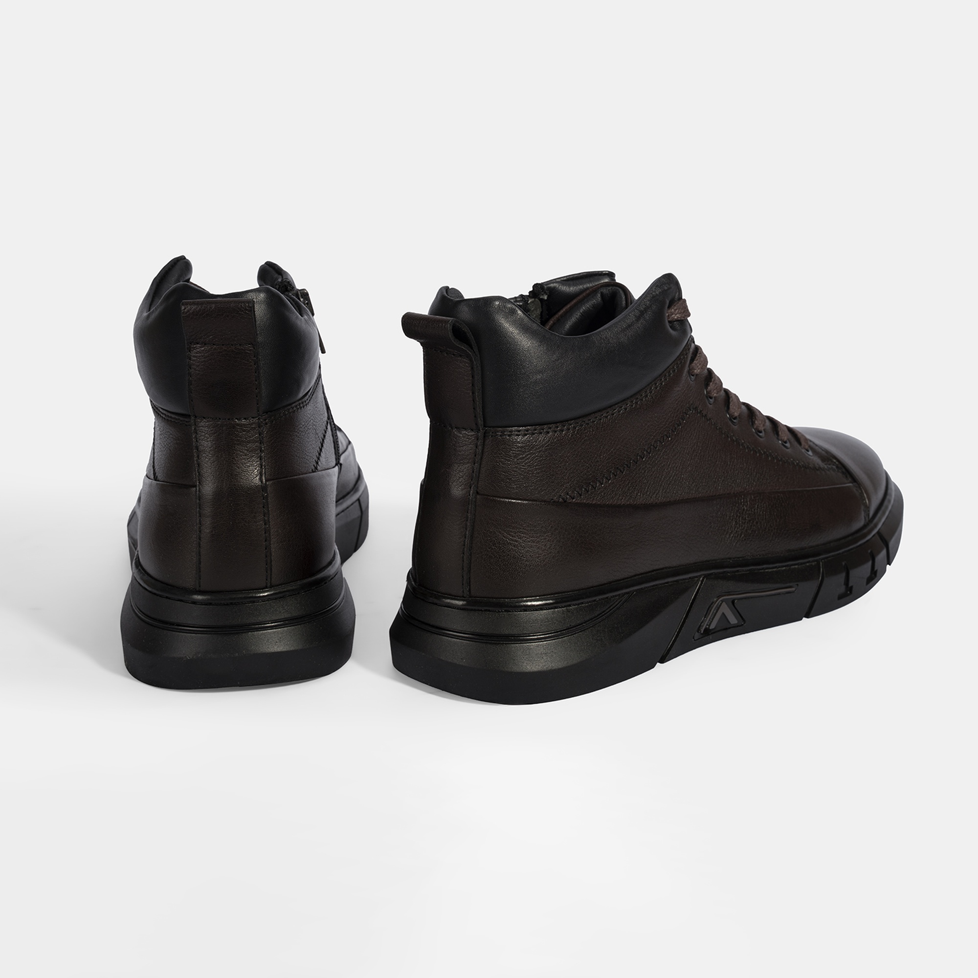 Erkek Kahve Bağcıklı Deri Bot