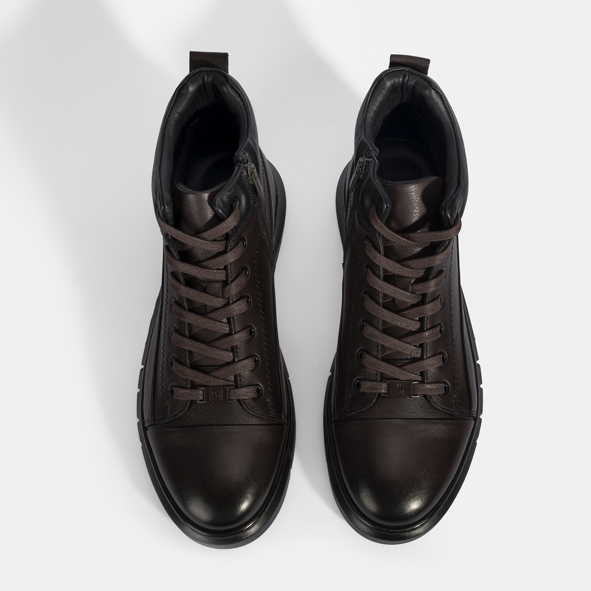 Erkek Kahve Bağcıklı Deri Bot