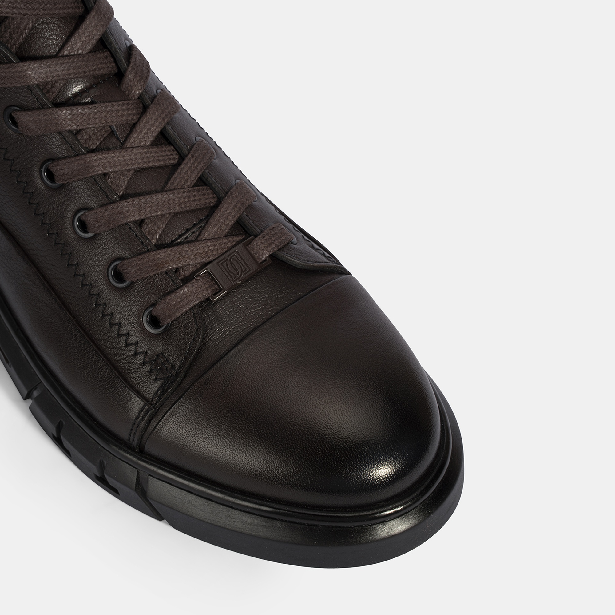 Erkek Kahve Bağcıklı Deri Bot