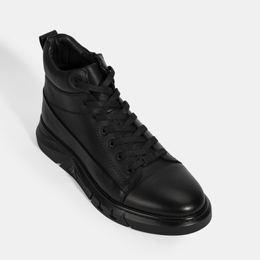  Erkek Siyah Bağcıklı Deri Bot