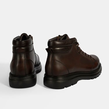  Erkek Kahve Bağcıklı Deri Bot