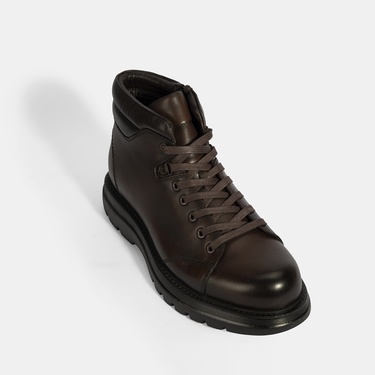  Erkek Kahve Bağcıklı Deri Bot