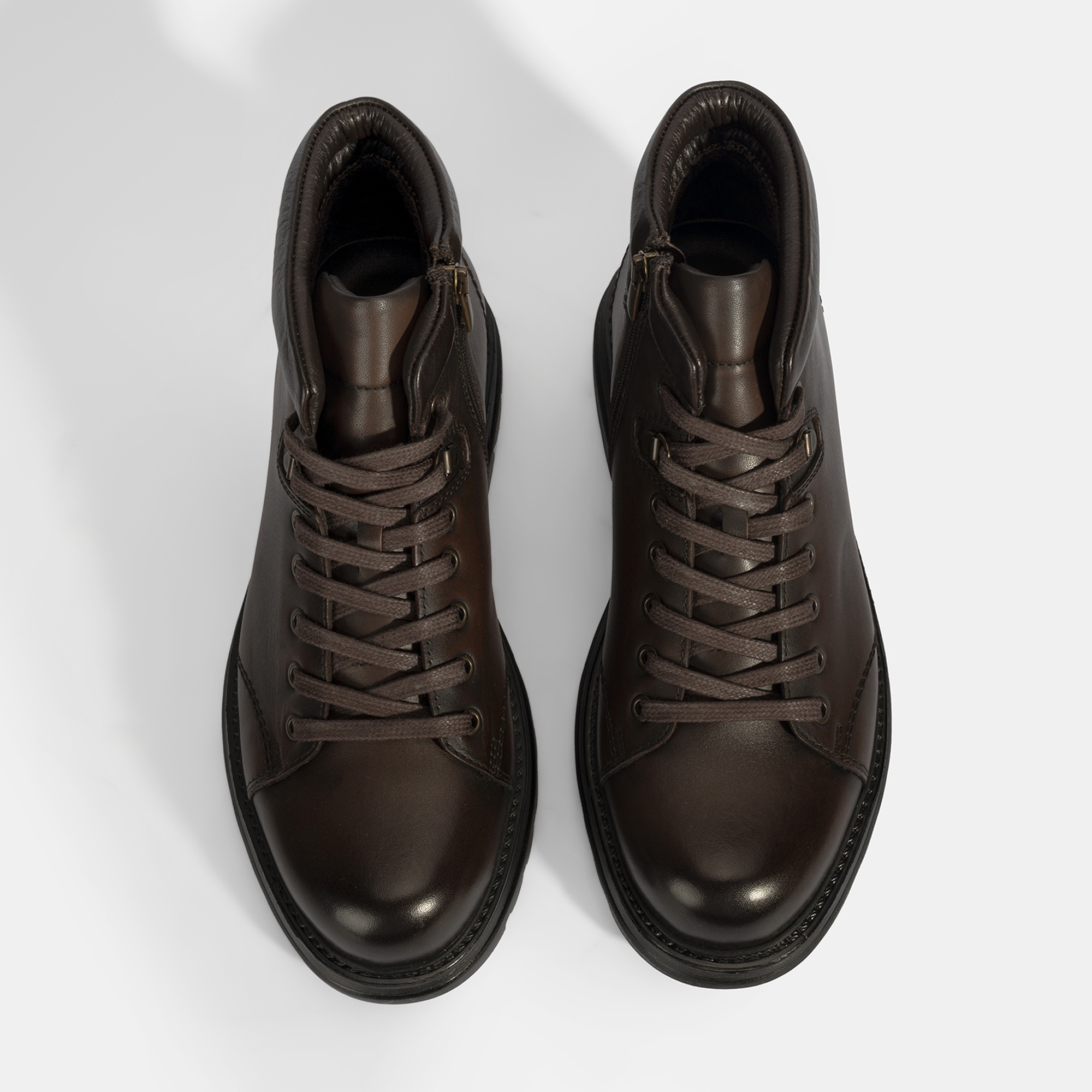 Erkek Kahve Bağcıklı Deri Bot