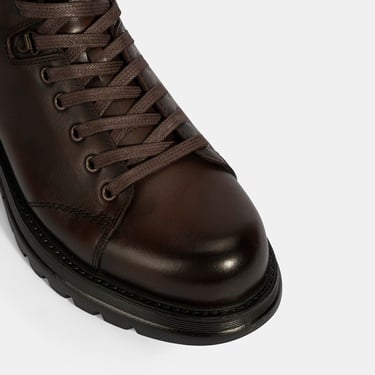  Erkek Kahve Bağcıklı Deri Bot