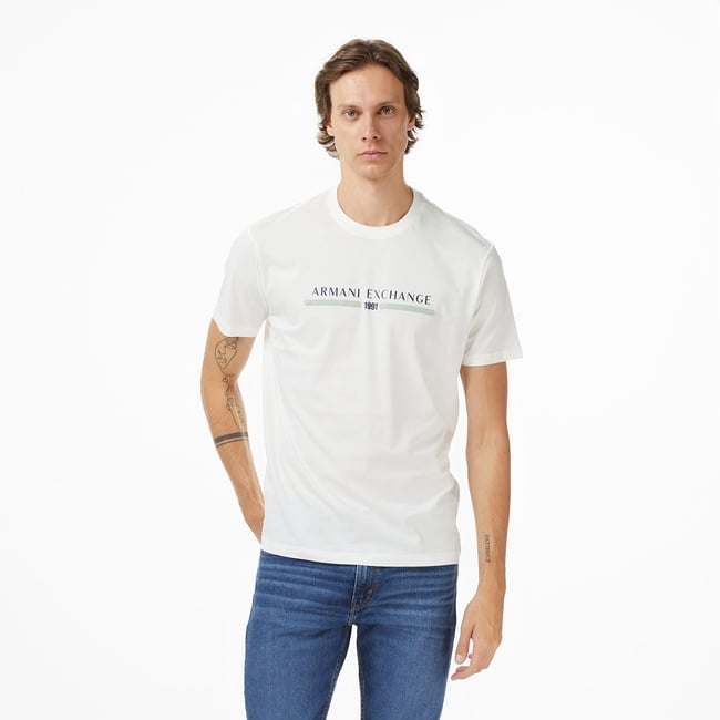  Armani Exchange Erkek Beyaz T-Shirt