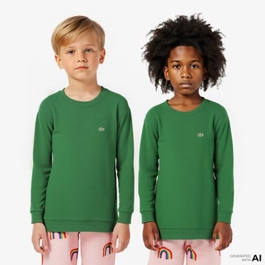  Lacoste Çocuk Bisiklet Yaka Yeşil Sweatshirt