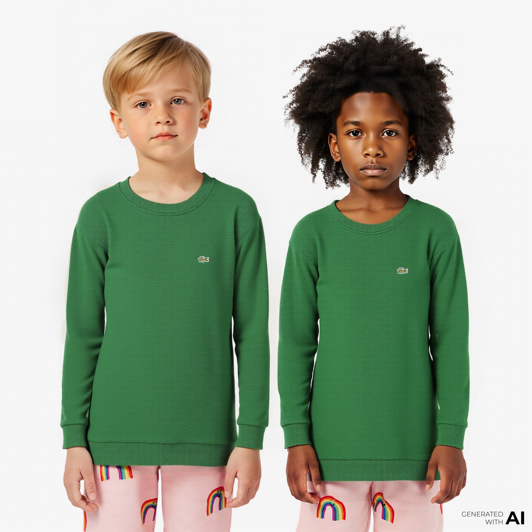  Lacoste Çocuk Bisiklet Yaka Yeşil Sweatshirt