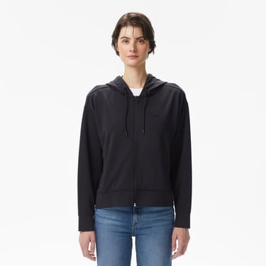 Lacoste Kadın Relaxed Fit Kapüşonlu Siyah Sweatshirt