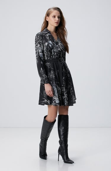  Network Kadın Siyah Kırık Beyaz Elbise