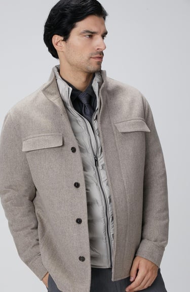  Network Erkek Bej Yün Coat Ceket