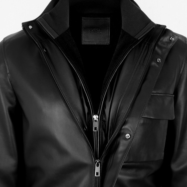  Adahy Siyah Erkek Deri Mont