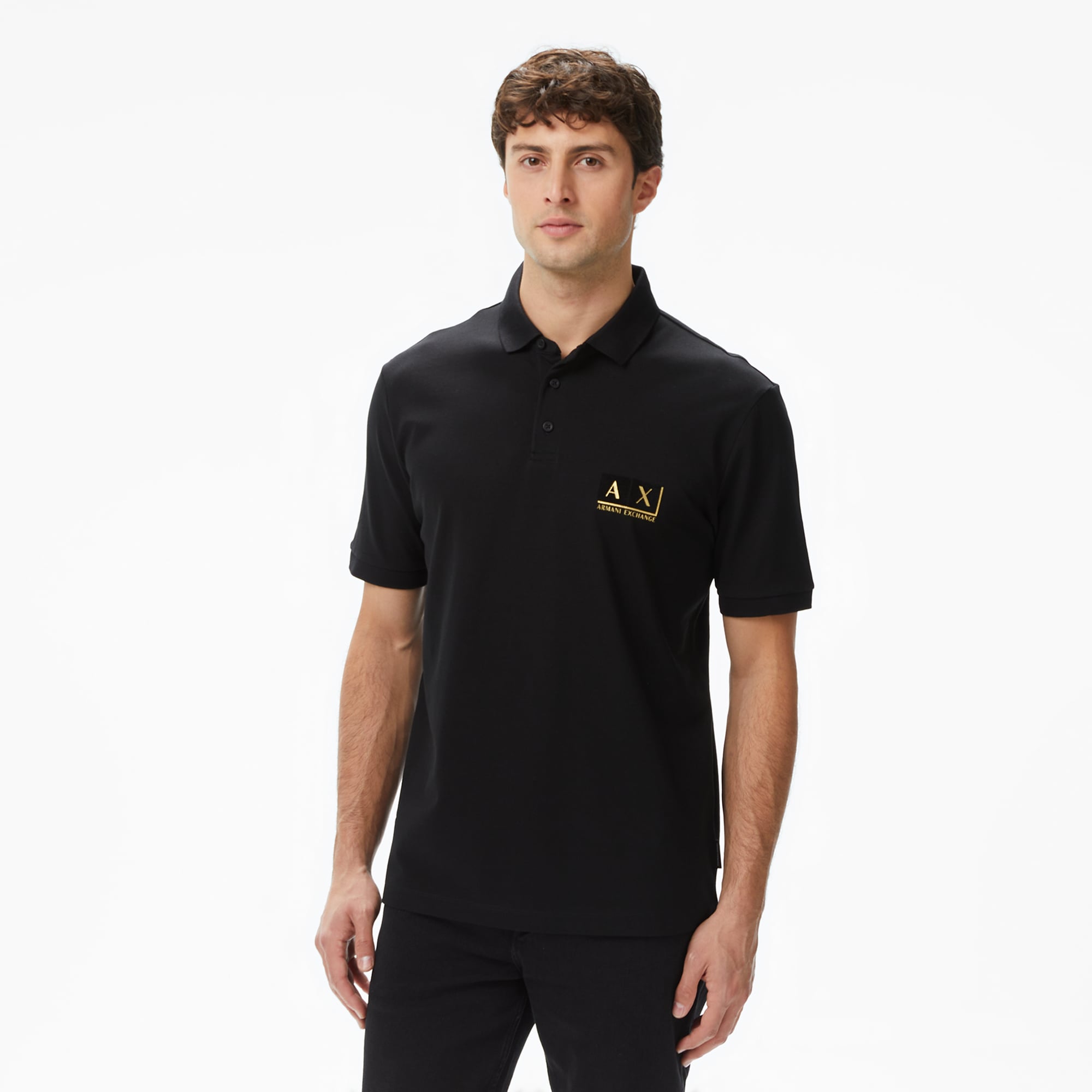  Armani Exchange Erkek Siyah / Altın Polo