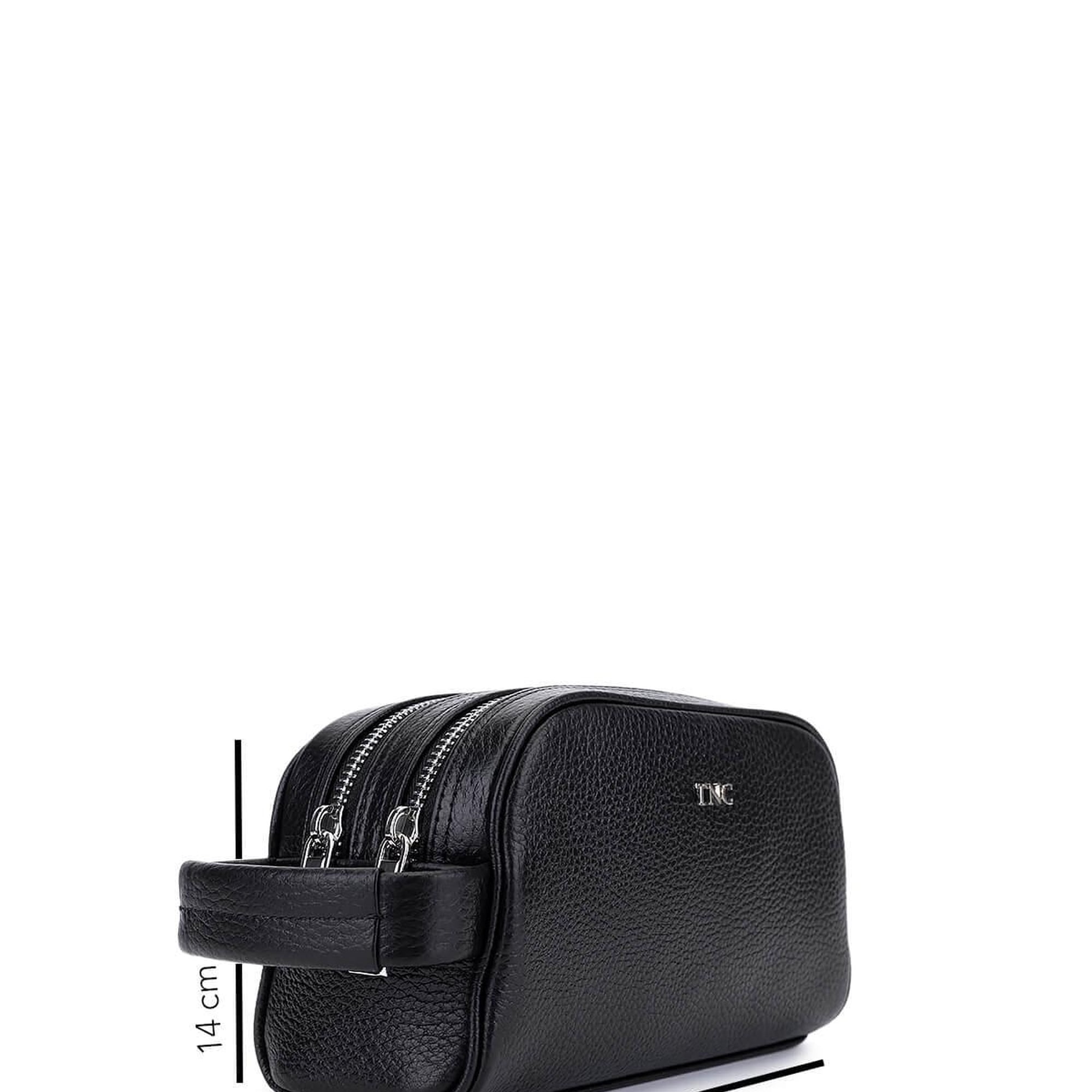 Tamer Tanca Erkek Hakiki Deri Siyah Floter El Çantası