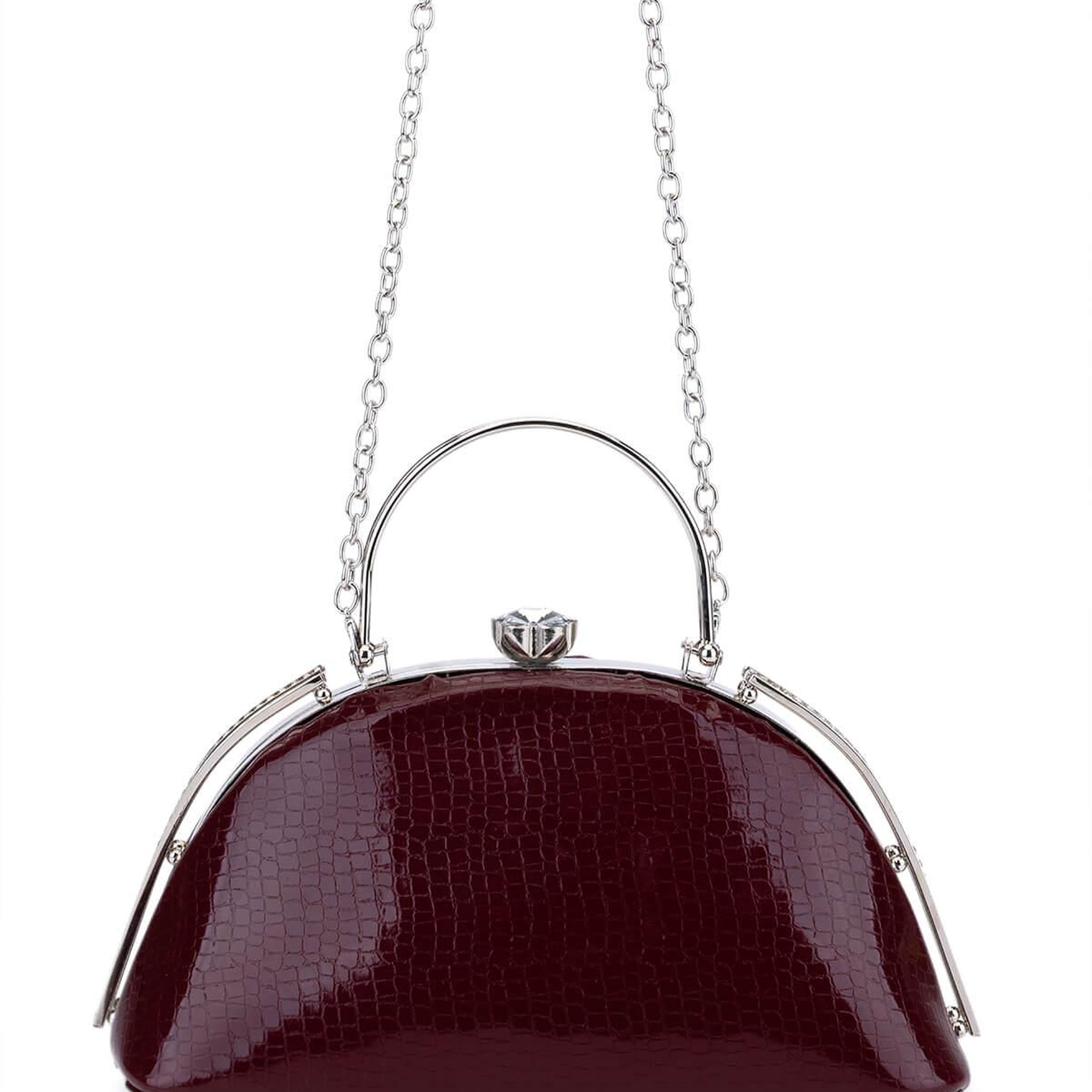 Tamer Tanca Kadın Suni Deri Bordo Rugan Abiye Çanta