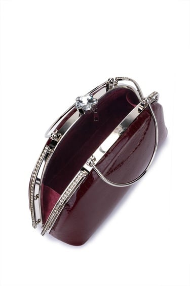  Tamer Tanca Kadın Suni Deri Bordo Rugan Abiye Çanta