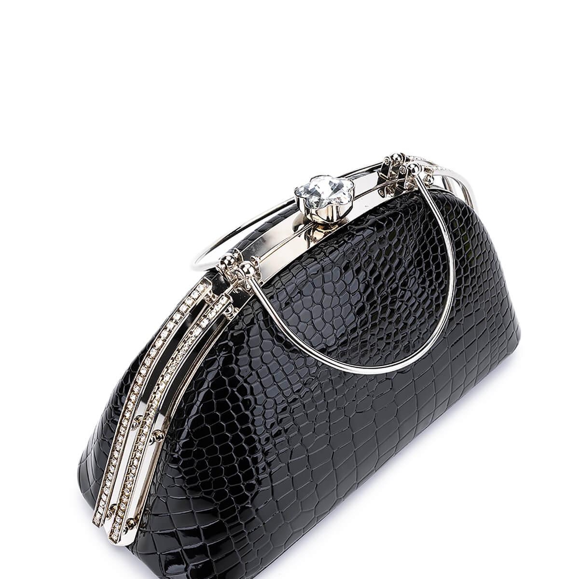 Tamer Tanca Kadın Suni Deri Siyah Rugan Abiye Çanta