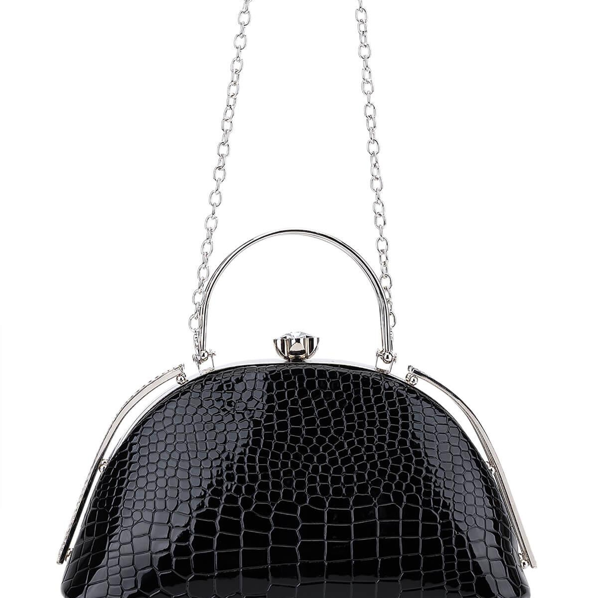 Tamer Tanca Kadın Suni Deri Siyah Rugan Abiye Çanta