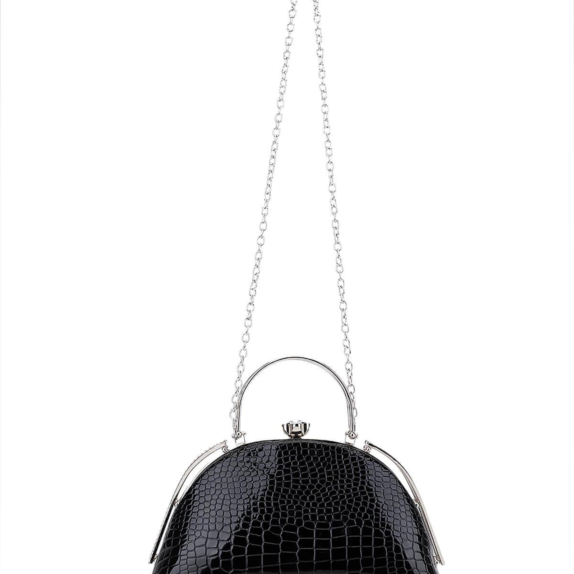 Tamer Tanca Kadın Suni Deri Siyah Rugan Abiye Çanta