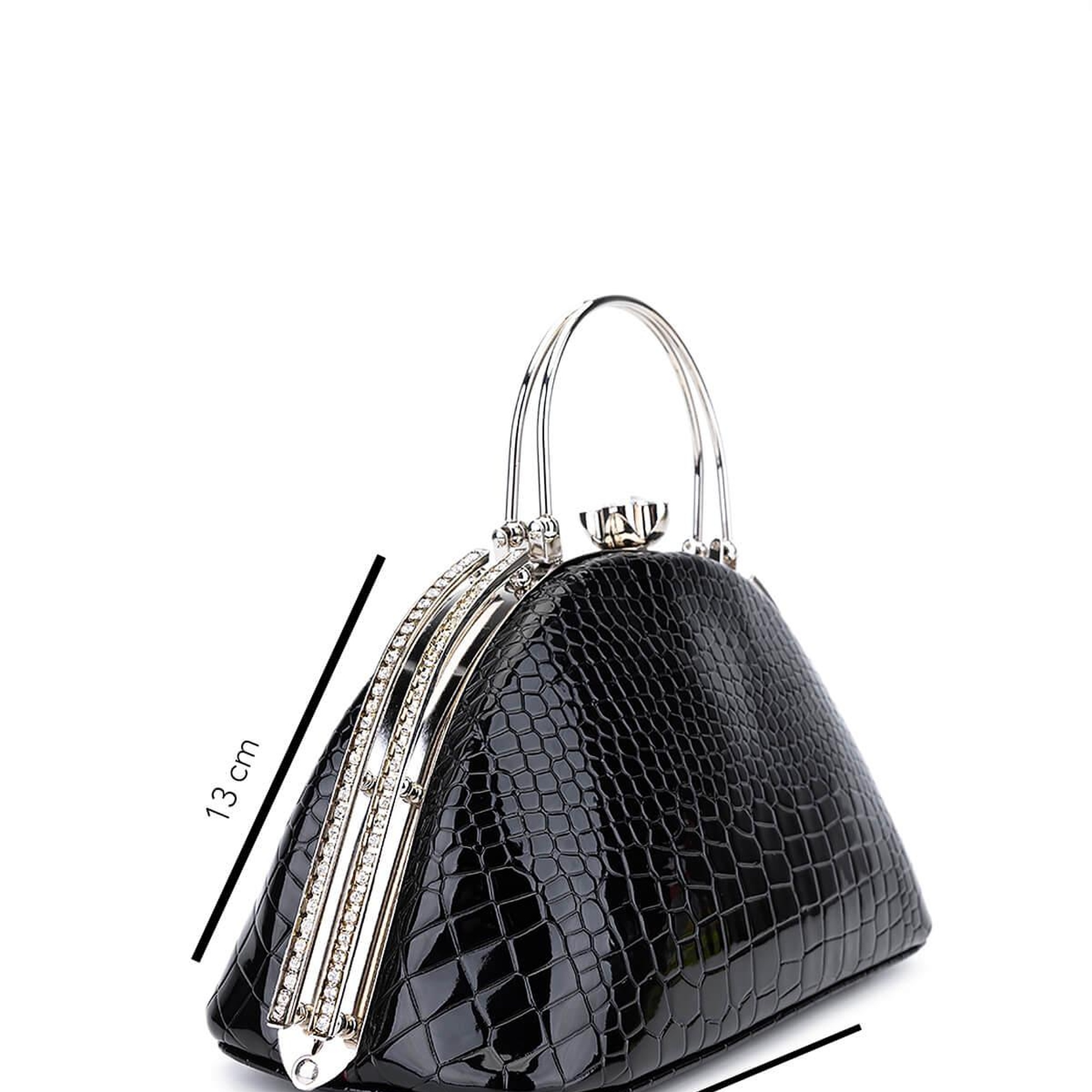 Tamer Tanca Kadın Suni Deri Siyah Rugan Abiye Çanta