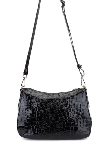  Tamer Tanca Kadın Suni Deri Siyah Kroko Omuz Çanta