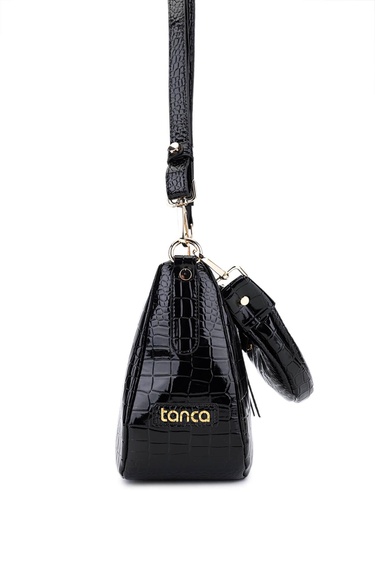  Tamer Tanca Kadın Suni Deri Siyah Kroko Omuz Çanta