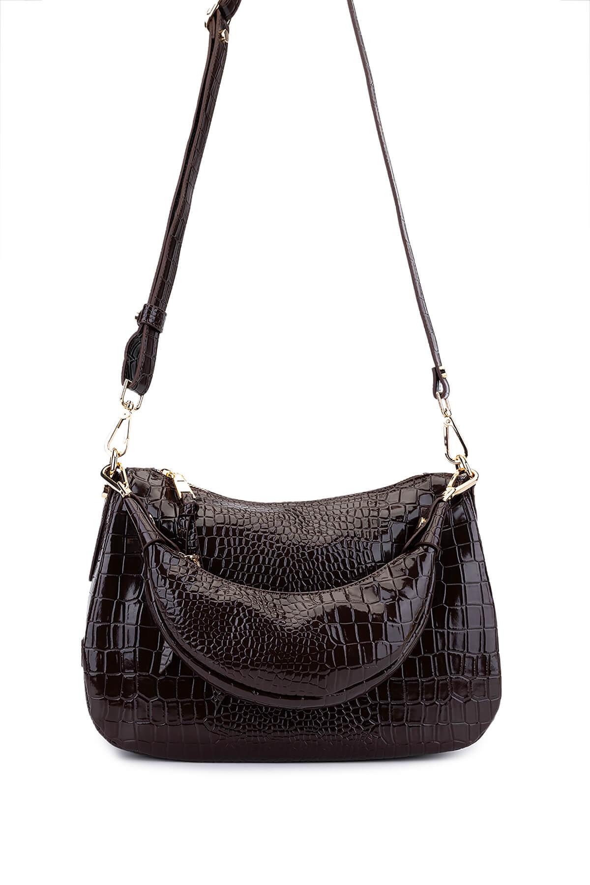  Tamer Tanca Kadın Suni Deri Kahverengi Omuz Çanta