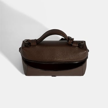  Kadın Koyu Kahve Omuz Askılı Mini Deri El Çantası