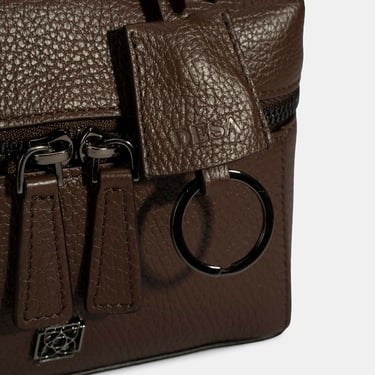  Kadın Koyu Kahve Omuz Askılı Mini Deri El Çantası