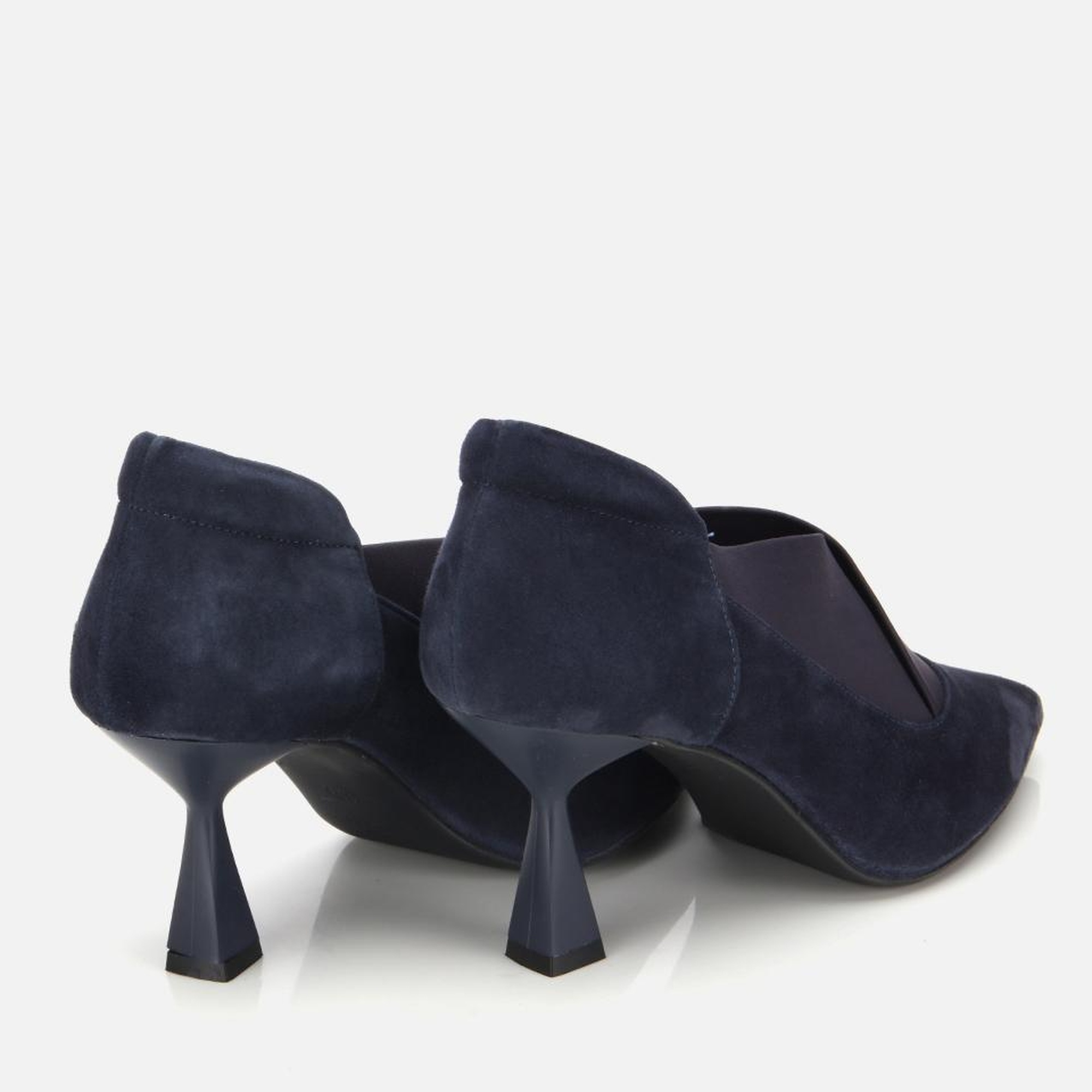 Kadın Süet Deri Lacivert Streç Detaylı İnce Topuklu Stiletto