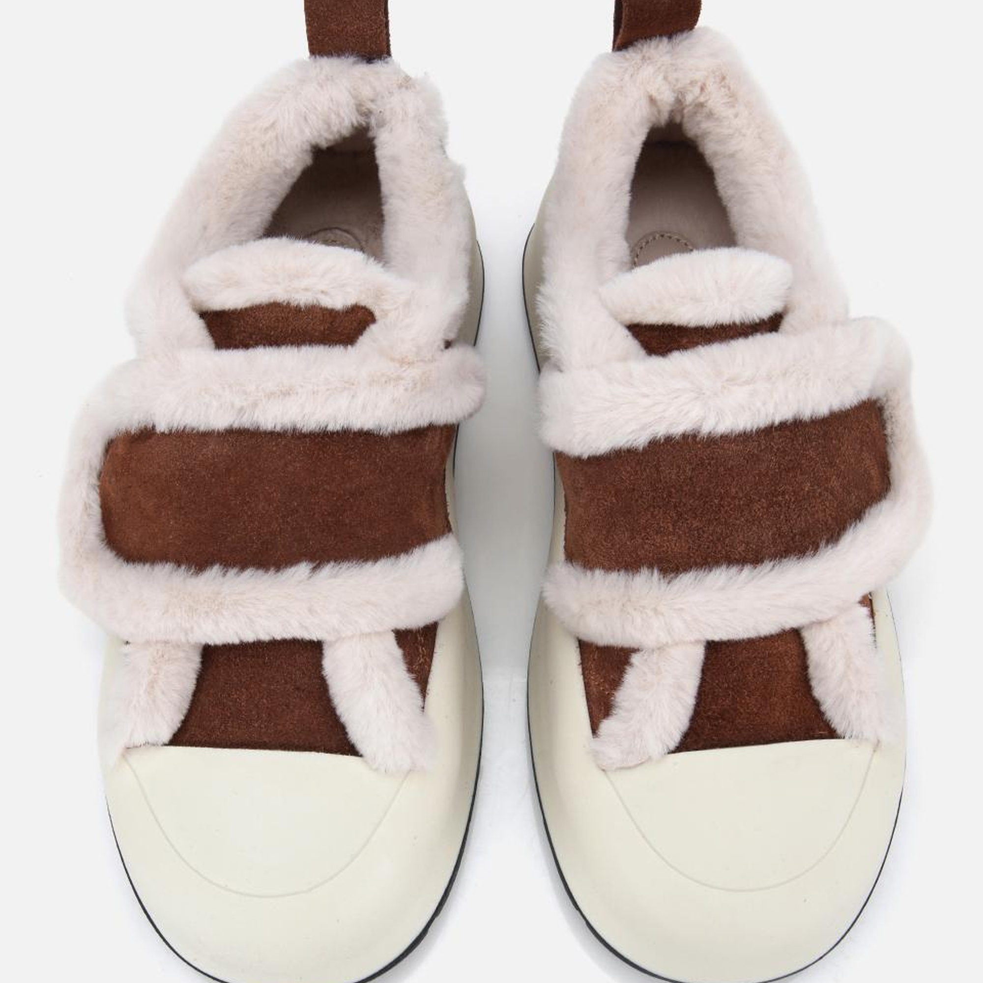 Kadın Süet Deri Taba Kürklü Kalın Bantlı Spor Ayakkabı