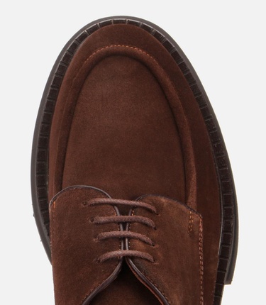  Erkek Süet Deri Kahverengi Kalın Tabanlı Günlük Ayakkabı