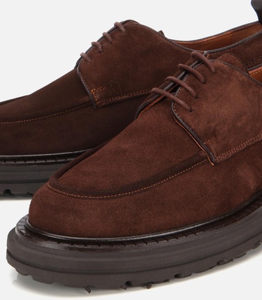  Erkek Süet Deri Kahverengi Kalın Tabanlı Günlük Ayakkabı