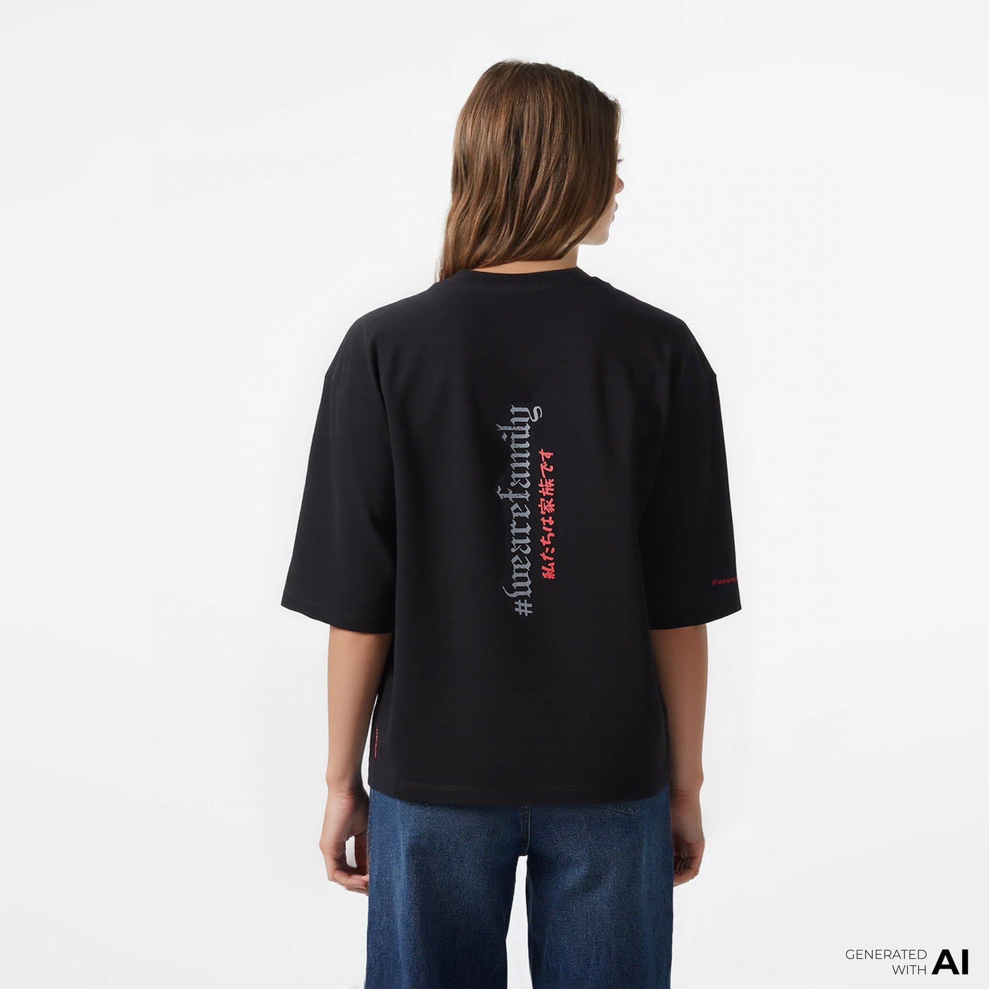 UNITED4 x Monkey Project We Are Family Unisex Siyah T-Shirt