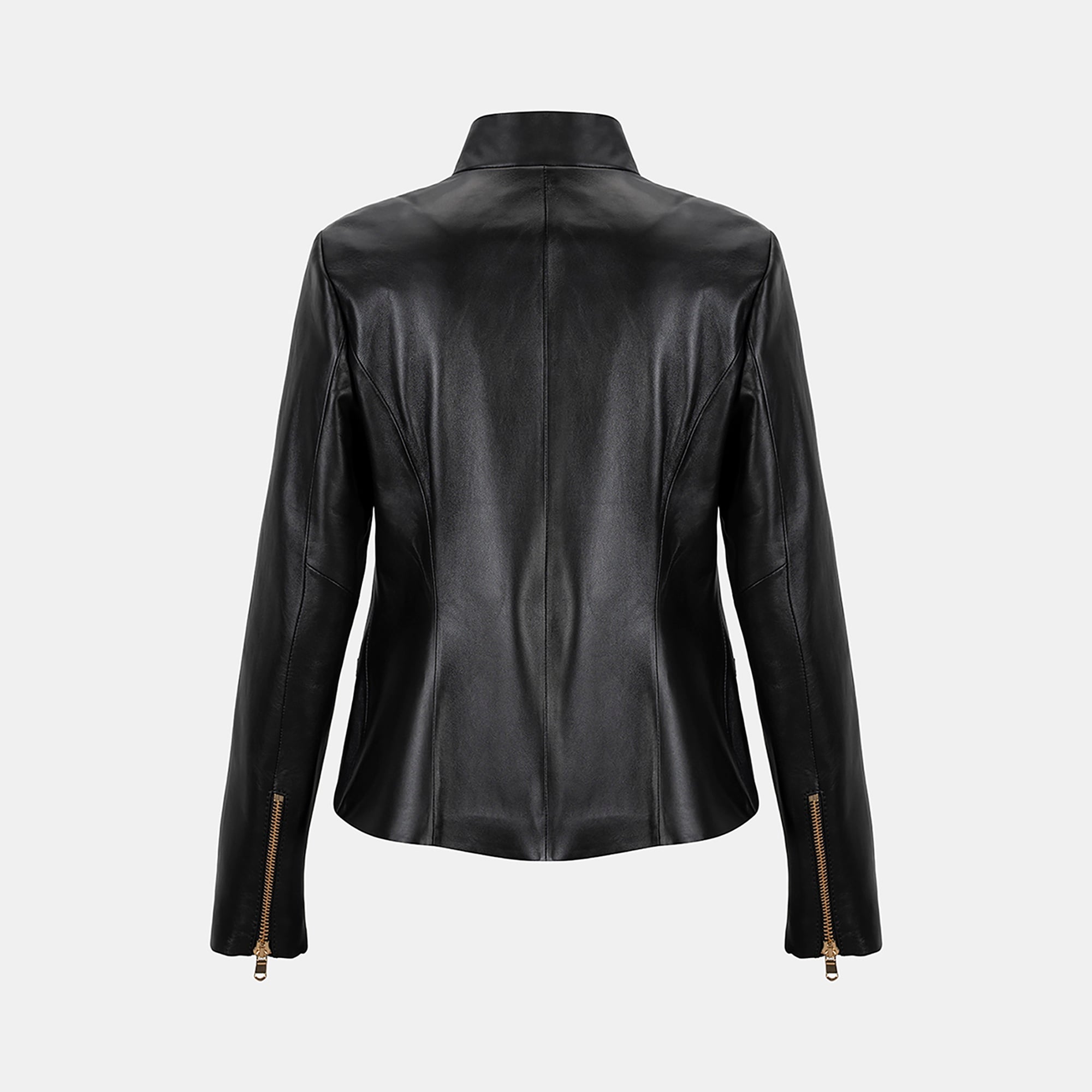 Kadın Siyah Hakim Yakalı Fit Deri Ceket