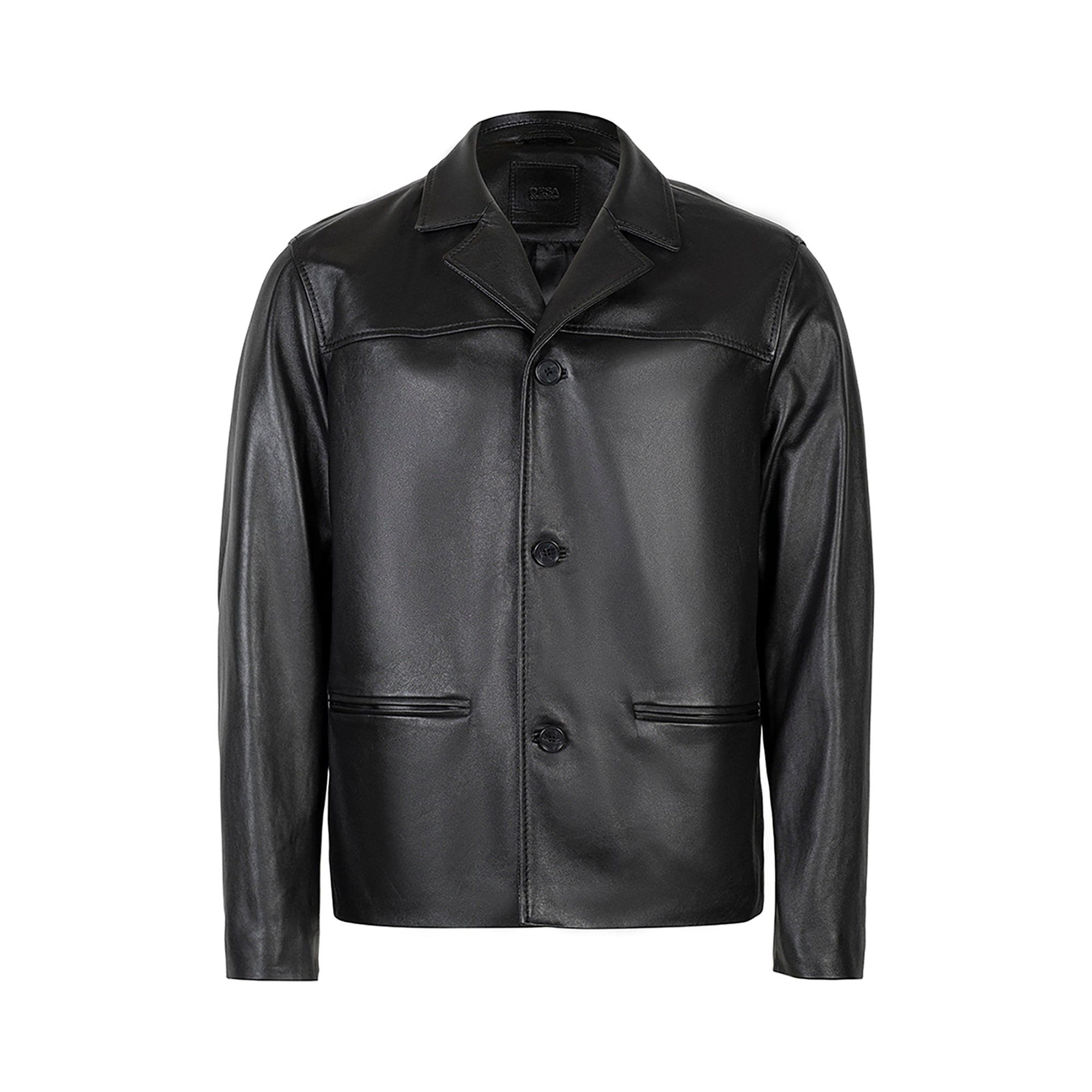 Erkek Siyah Gömlek Yakalı Deri Blazer Ceket