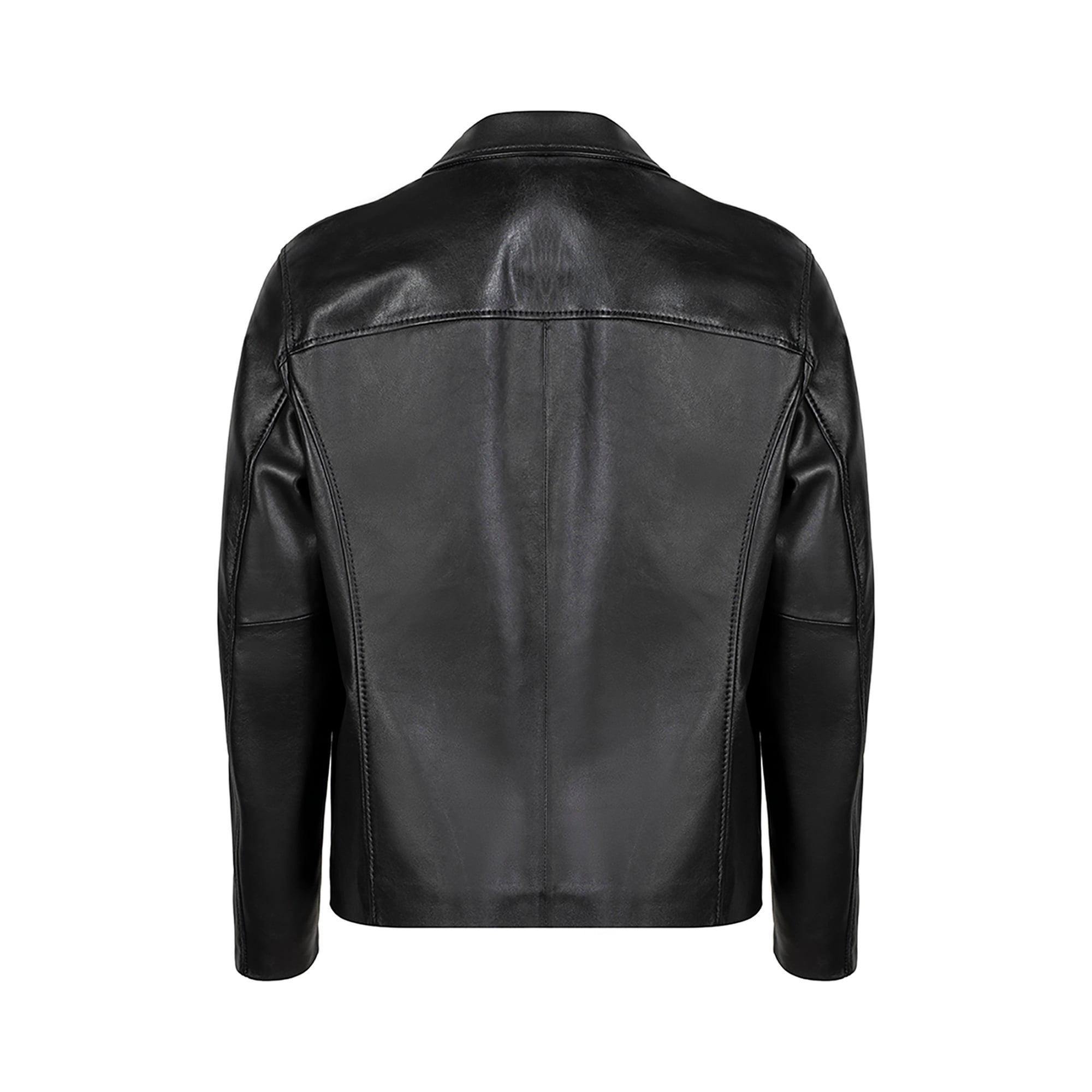 Erkek Siyah Gömlek Yakalı Deri Blazer Ceket