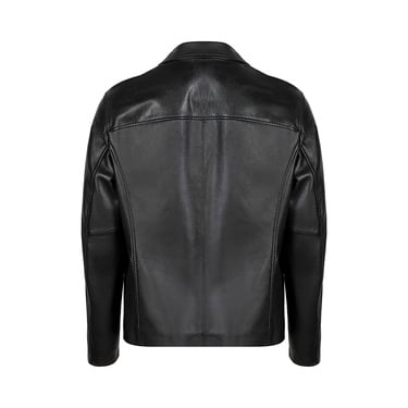  Erkek Siyah Gömlek Yakalı Deri Blazer Ceket