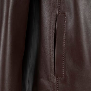  Kadın Kahve Gömlek Yakalı Deri Ceket