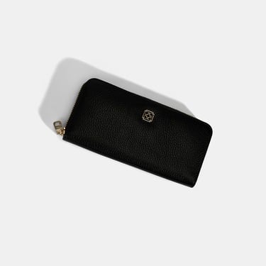  Kadın Siyah Deri Fermuarlı Cüzdan