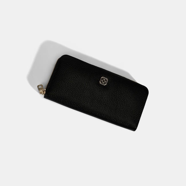  Kadın Siyah Deri Fermuarlı Cüzdan