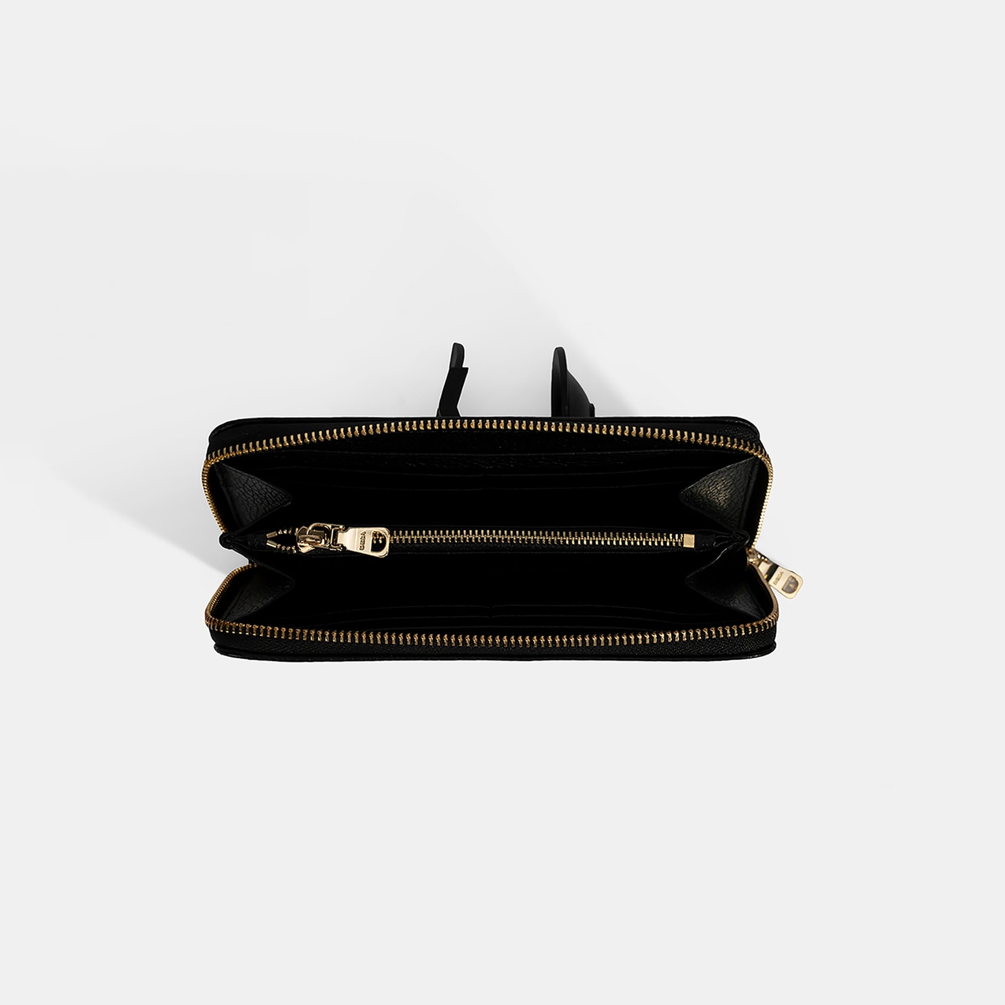 Kadın Siyah Deri Fermuarlı Cüzdan