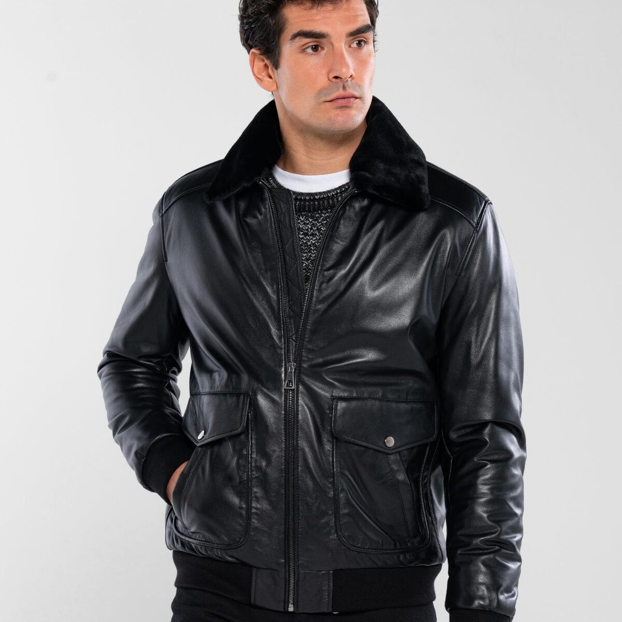 Tamer Tanca Erkek Hakiki Deri Siyah Deri Mont