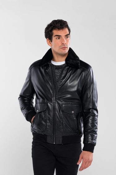  Tamer Tanca Erkek Hakiki Deri Siyah Deri Mont