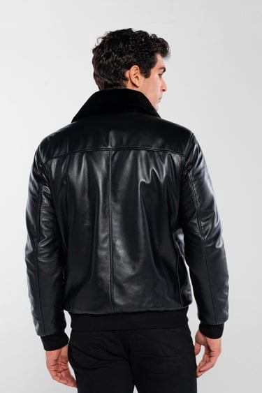  Tamer Tanca Erkek Hakiki Deri Siyah Deri Mont